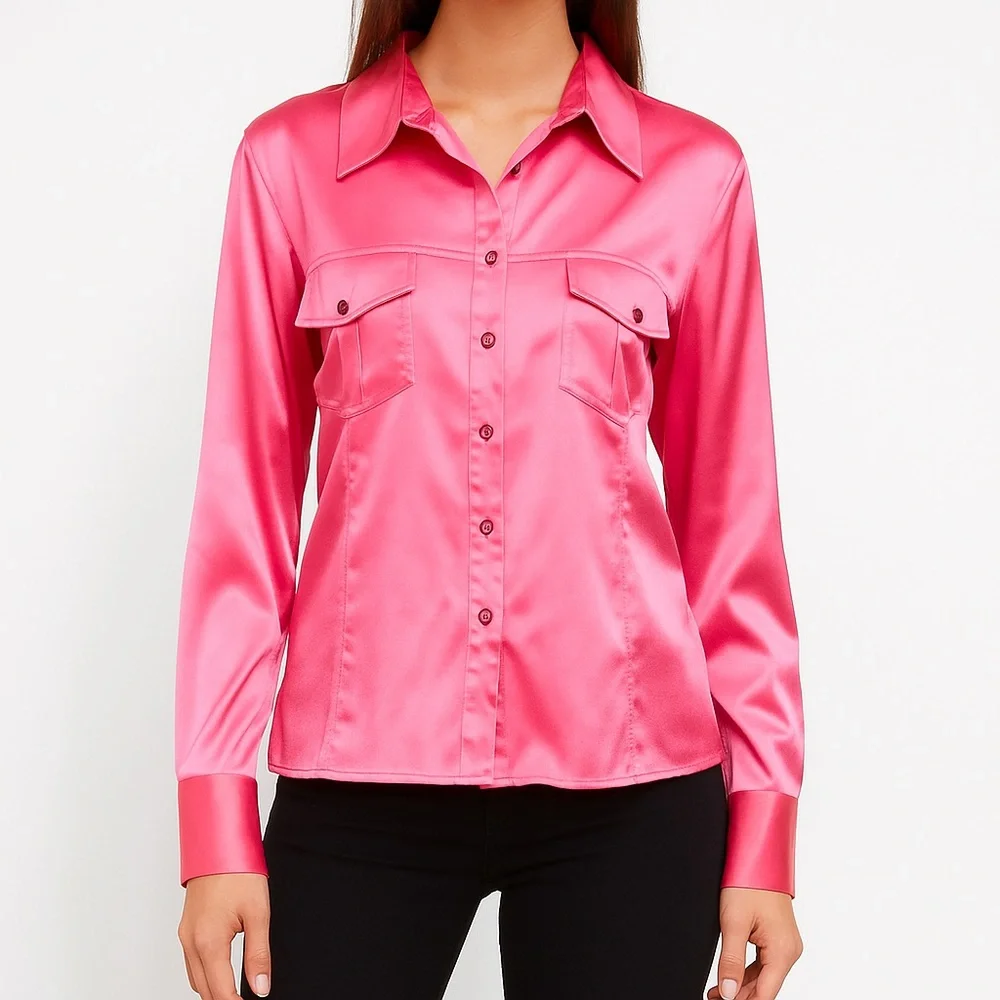 Silk & Cashmere Pure Silk Long Sleeve Western Style Shirt - Picture 15 of 15
